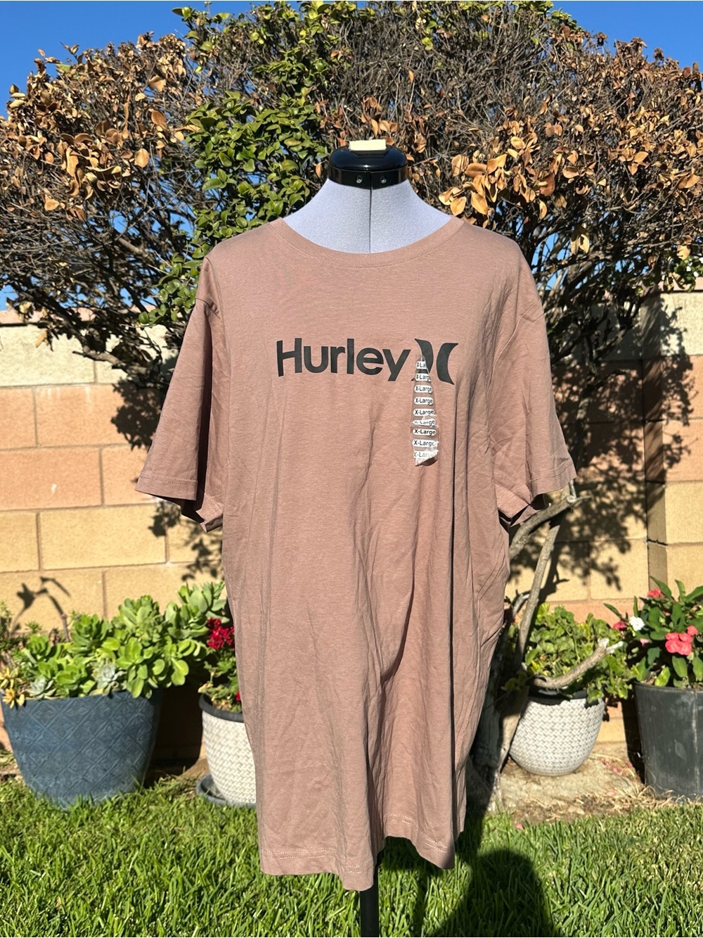 Hurley Brand New With Tags Dusty Brown Logo Short Sleeve Tee Size XL